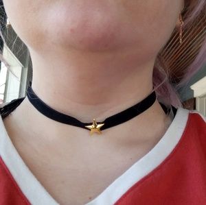 Sailor Pluto Velvet star choker - 14" w/ 3" ext.